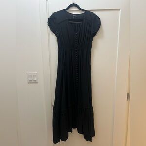 Papillon long dress with button and lace detail